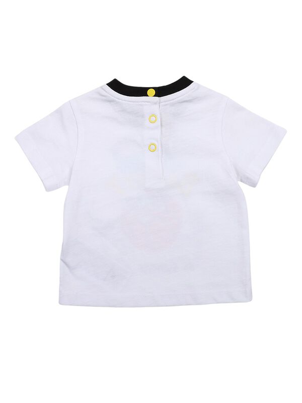 Boys White & Black Printed Short Sleeve Knitted T- Shirt image number 1